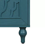 63 Grande Armoire de Rangement avec Poignées Métalliques, Portes Sculptées Florales, Buffet Console Moderne en Bois avec Étagères Réglables