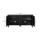 63 Grande Armoire de Rangement avec Poignées Métalliques, Portes Sculptées Florales, Buffet Console Moderne en Bois avec Étagères Réglables
