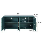 63 Grande Armoire de Rangement avec Poignées Métalliques, Portes Sculptées Florales, Buffet Console Moderne en Bois avec Étagères Réglables