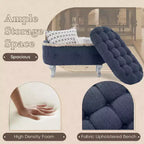 Banc de rangement en bout de lit rétro de 29,5 po avec franges, pouf capitonné élégant pour chambre à coucher et salon, capacité de 136 kg
