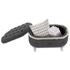Banc de rangement en bout de lit rétro de 29,5 po avec franges, pouf capitonné élégant pour chambre à coucher et salon, capacité de 136 kg