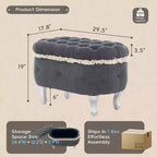 Banc de rangement en bout de lit rétro de 29,5 po avec franges, pouf capitonné élégant pour chambre à coucher et salon, capacité de 136 kg
