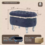 Banc de rangement en bout de lit rétro de 29,5 po avec franges, pouf capitonné élégant pour chambre à coucher et salon, capacité de 136 kg