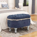 Banc de rangement en bout de lit rétro de 29,5 po avec franges, pouf capitonné élégant pour chambre à coucher et salon, capacité de 136 kg