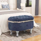 Banc de rangement en bout de lit rétro de 29,5 po avec franges, pouf capitonné élégant pour chambre à coucher et salon, capacité de 136 kg