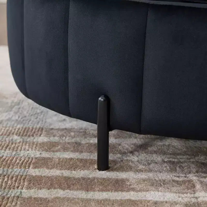 Pouf rond de rangement en velours de 31,5" avec couvercle réversible, repose-pieds de table basse, 125 kg