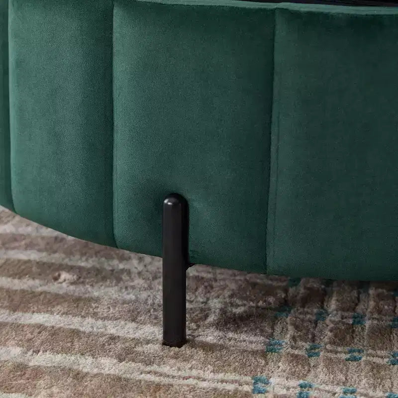 Pouf rond de rangement en velours de 31,5" avec couvercle réversible, repose-pieds de table basse, 125 kg