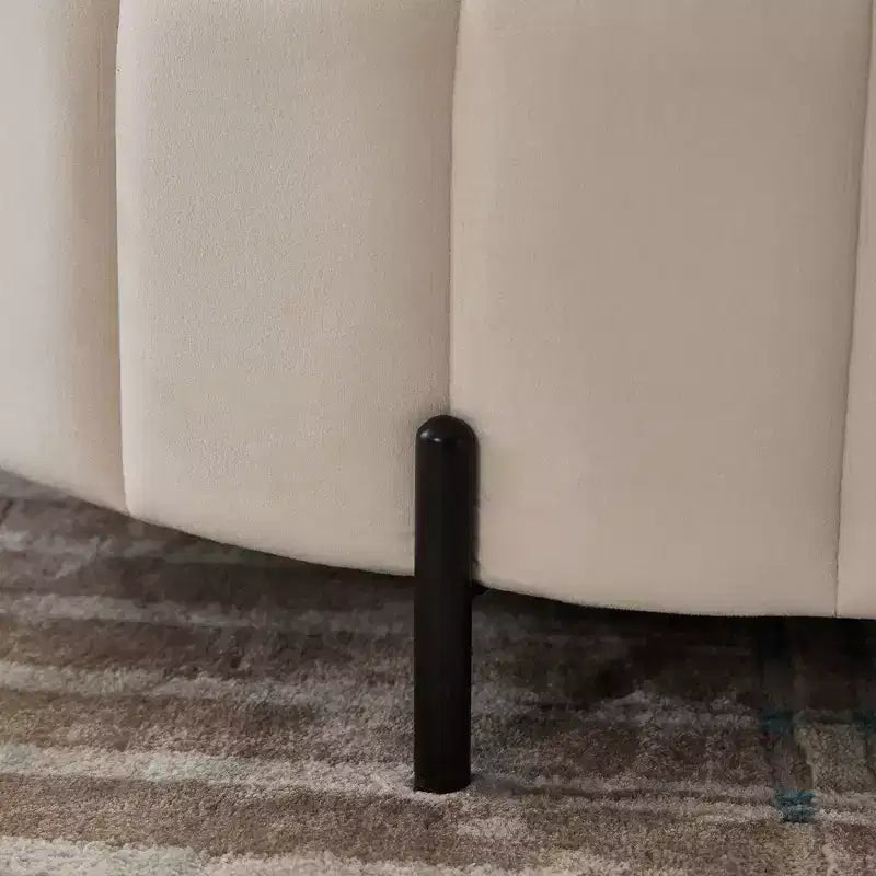 Pouf rond de rangement en velours de 31,5" avec couvercle réversible, repose-pieds de table basse, 125 kg