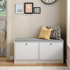 Banc à chaussures rembourré pour entrée, banc ottoman en bois de 100 cm, blanc