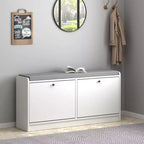 Banc à chaussures rembourré pour entrée, banc ottoman en bois de 100 cm, blanc