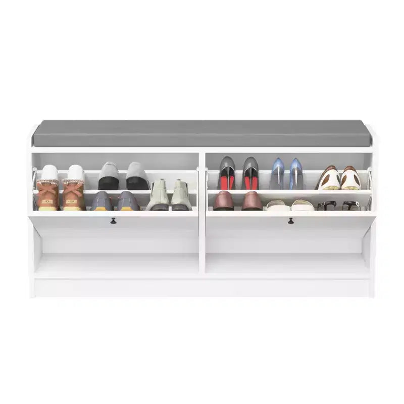 Banc à chaussures rembourré pour entrée, banc ottoman en bois de 100 cm, blanc
