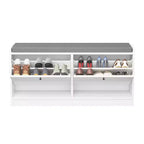 Banc à chaussures rembourré pour entrée, banc ottoman en bois de 100 cm, blanc