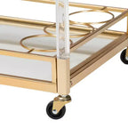 Desserte de bar en métal et verre avec cadre doré, chariot de service roulant pour salon