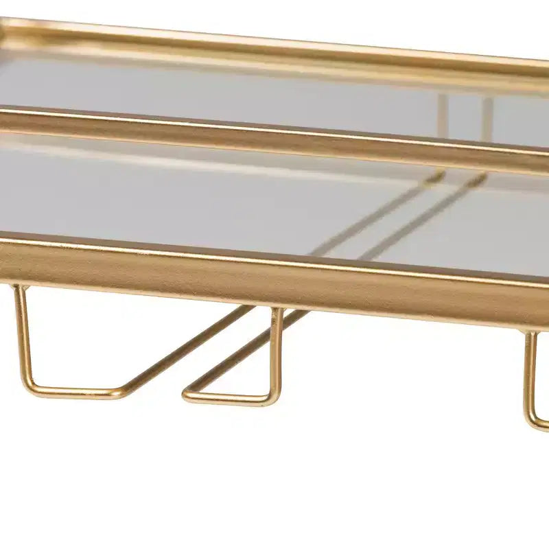 Desserte de bar en métal et verre avec cadre doré, chariot de service roulant pour salon
