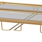 Desserte de bar en métal et verre avec cadre doré, chariot de service roulant pour salon
