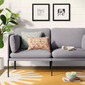 Causeuse grise rembourrée, canapé compact à 2 places pour salon ou chambre à coucher