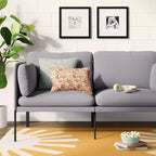 Causeuse grise rembourrée, canapé compact à 2 places pour salon ou chambre à coucher