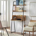 Bureau avec étagères de rangement, naturel et noir