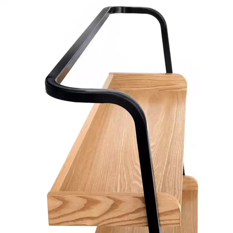 Bureau avec étagères de rangement, naturel et noir