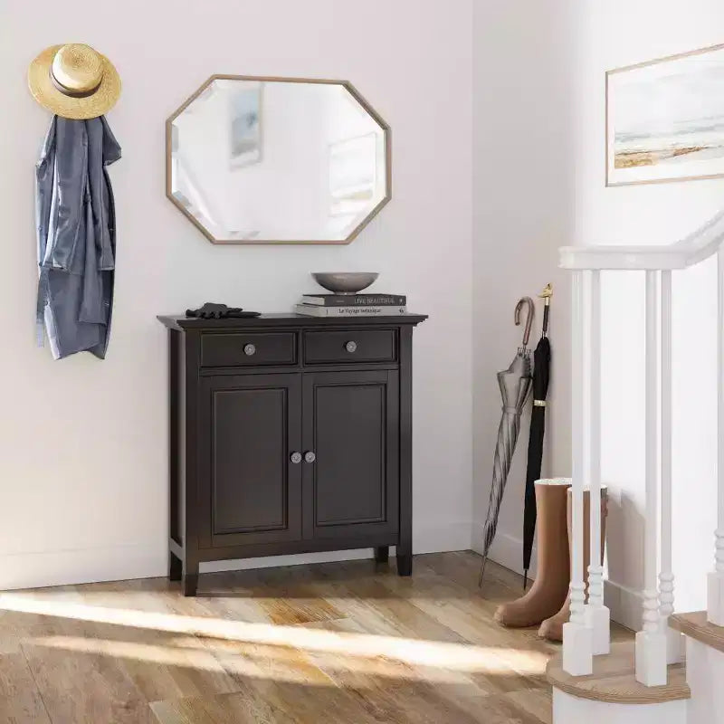 Meuble de rangement pour entrée, Brun Hickory, Étagères réglables, Pin et Contreplaqué