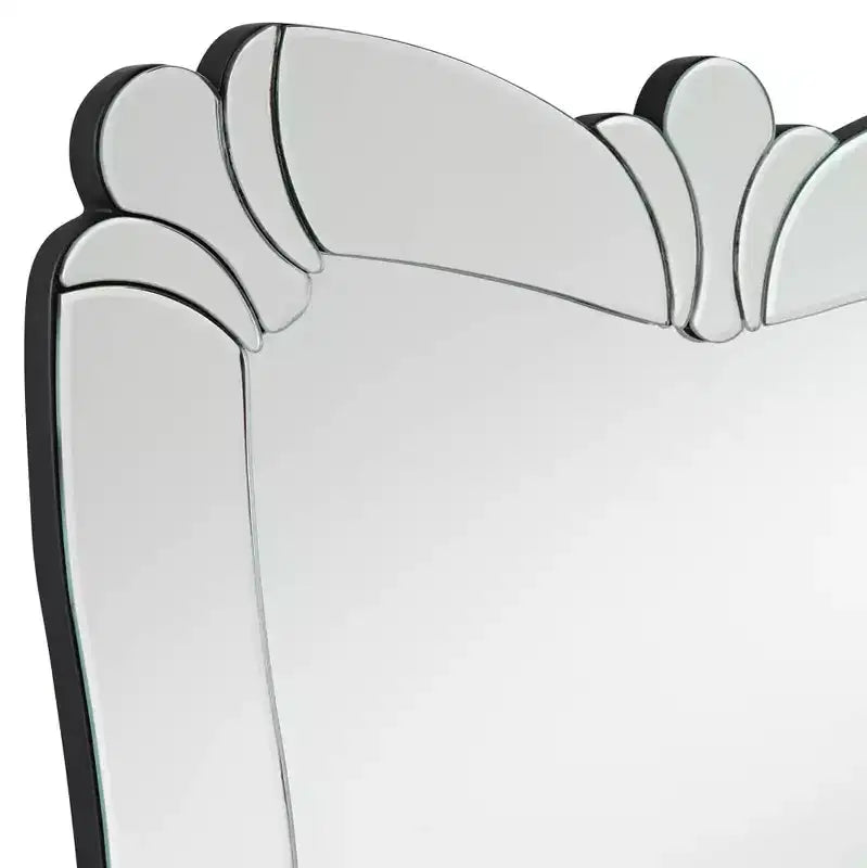 Miroir mural de courtoisie rectangulaire, bord biseauté, cadre en verre floral, 66 cm de large