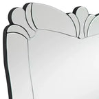Miroir mural de courtoisie rectangulaire, bord biseauté, cadre en verre floral, 66 cm de large