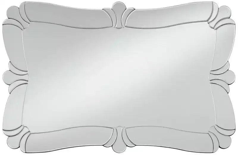 Miroir mural de courtoisie rectangulaire, bord biseauté, cadre en verre floral, 66 cm de large