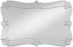 Miroir mural de courtoisie rectangulaire, bord biseauté, cadre en verre floral, 66 cm de large