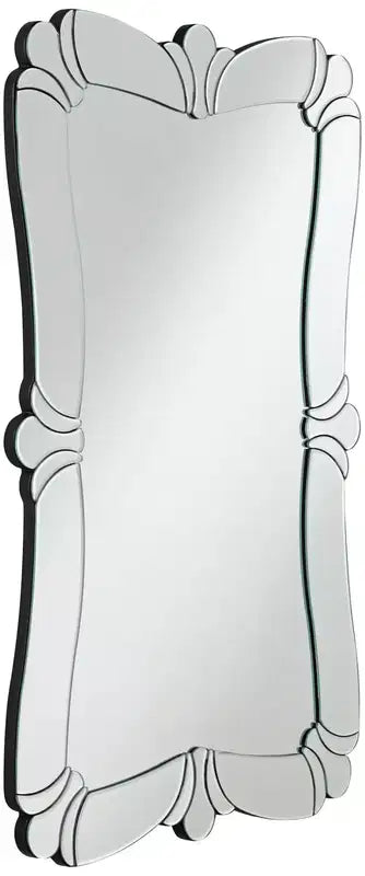 Miroir mural de courtoisie rectangulaire, bord biseauté, cadre en verre floral, 66 cm de large