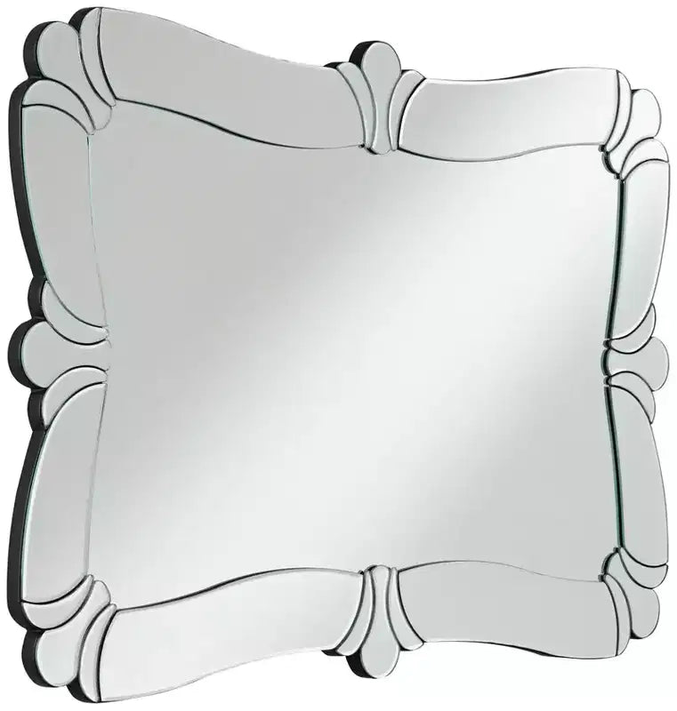 Miroir mural de courtoisie rectangulaire, bord biseauté, cadre en verre floral, 66 cm de large