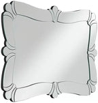 Miroir mural de courtoisie rectangulaire, bord biseauté, cadre en verre floral, 66 cm de large