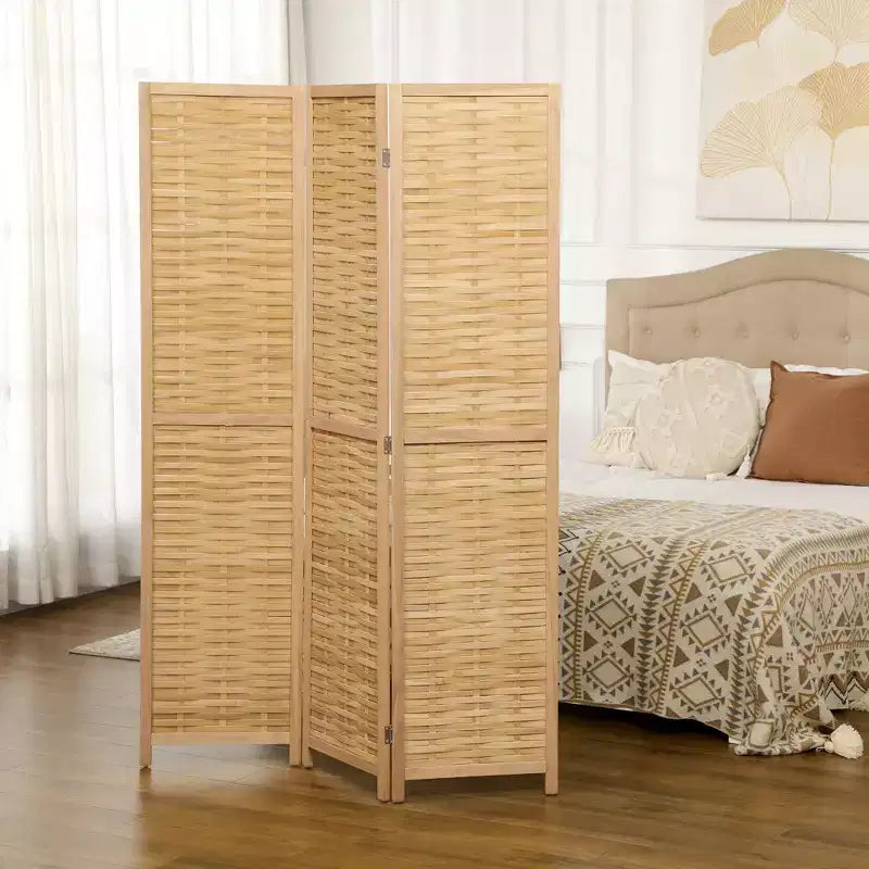 Paravent pliable en bambou de 1,7 m de haut, écran d'intimité tissé à la main, naturel