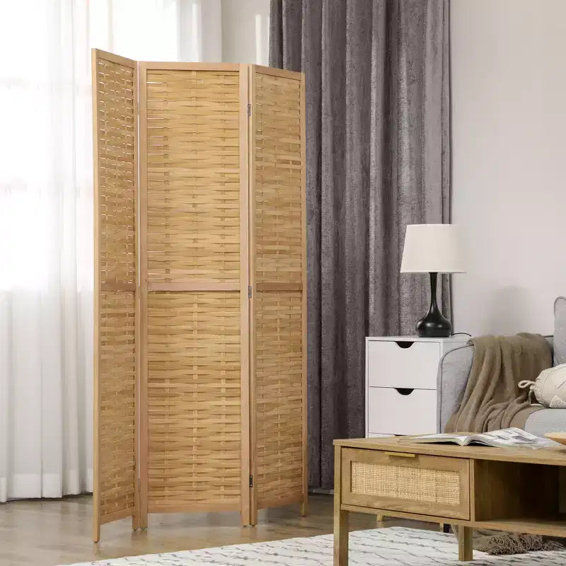 Paravent pliable en bambou de 1,7 m de haut, écran d'intimité tissé à la main, naturel