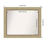 Miroir mural de salle de bain 28x22" Champagne, encadré, sans biseau, fixation murale, vertical et horizontal