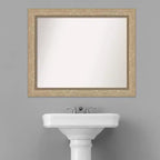 Miroir mural de salle de bain 28x22" Champagne, encadré, sans biseau, fixation murale, vertical et horizontal