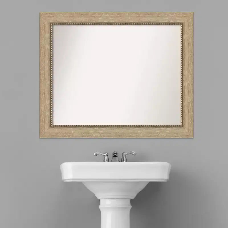 Miroir mural de salle de bain 28x22" Champagne, encadré, sans biseau, fixation murale, vertical et horizontal