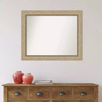 Miroir mural de salle de bain 28x22" Champagne, encadré, sans biseau, fixation murale, vertical et horizontal