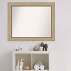Miroir mural de salle de bain 28x22" Champagne, encadré, sans biseau, fixation murale, vertical et horizontal