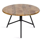 Table basse ronde en bois, finition naturelle, style moderne du milieu du siècle