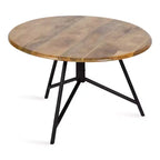Table basse ronde en bois, finition naturelle, style moderne du milieu du siècle