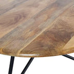 Table basse ronde en bois, finition naturelle, style moderne du milieu du siècle