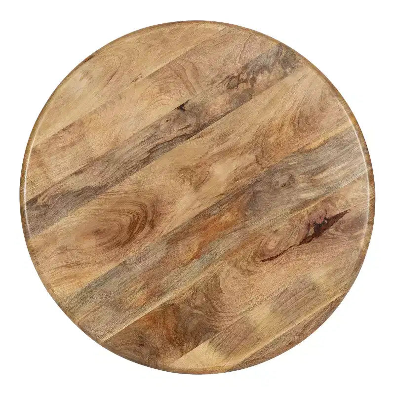 Table basse ronde en bois, finition naturelle, style moderne du milieu du siècle