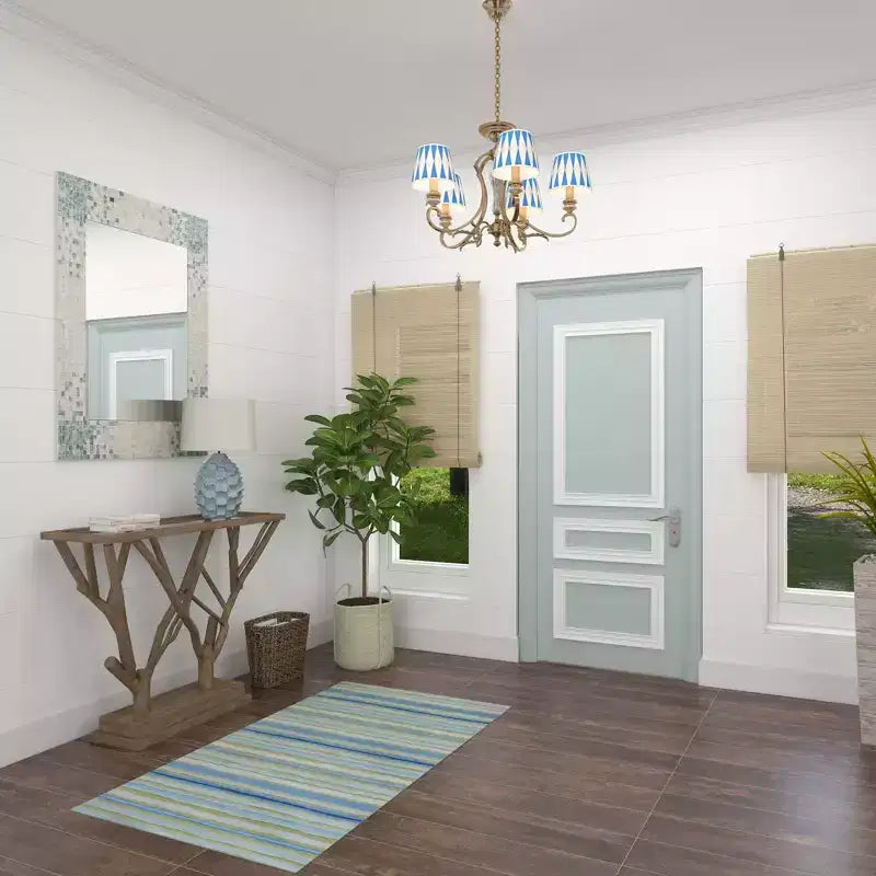 Miroir mural mosaïque fait main en nacre – Coins bleus, crème