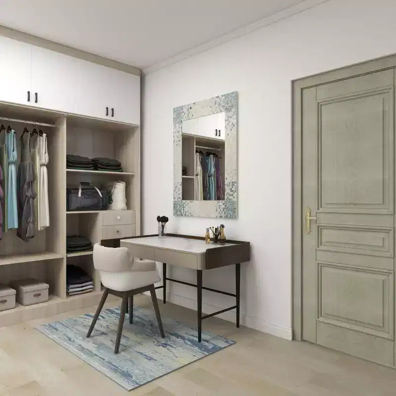 Miroir mural mosaïque fait main en nacre – Coins bleus, crème