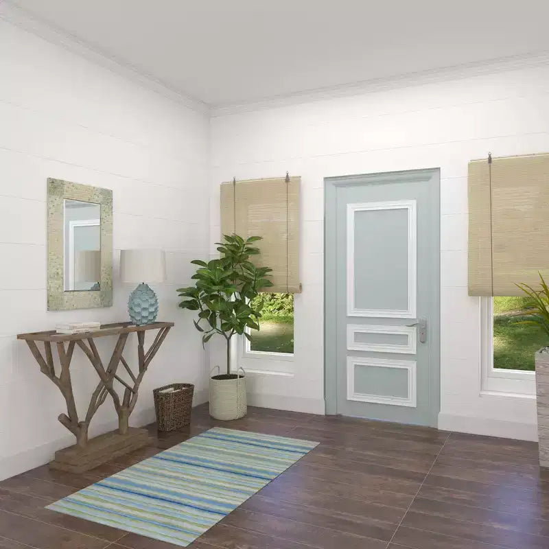 Miroir mural mosaïque fait main en nacre – Coins bleus, crème