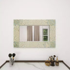 Miroir mural mosaïque fait main en nacre – Coins bleus, crème