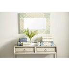 Miroir mural mosaïque fait main en nacre – Coins bleus, crème