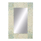 Miroir mural mosaïque fait main en nacre – Coins bleus, crème
