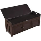 Banc de rangement avec 3 portes persiennes, coussin amovible et rangement dissimulé