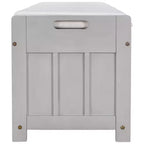 Banc de rangement avec 3 portes persiennes, coussin amovible et rangement dissimulé